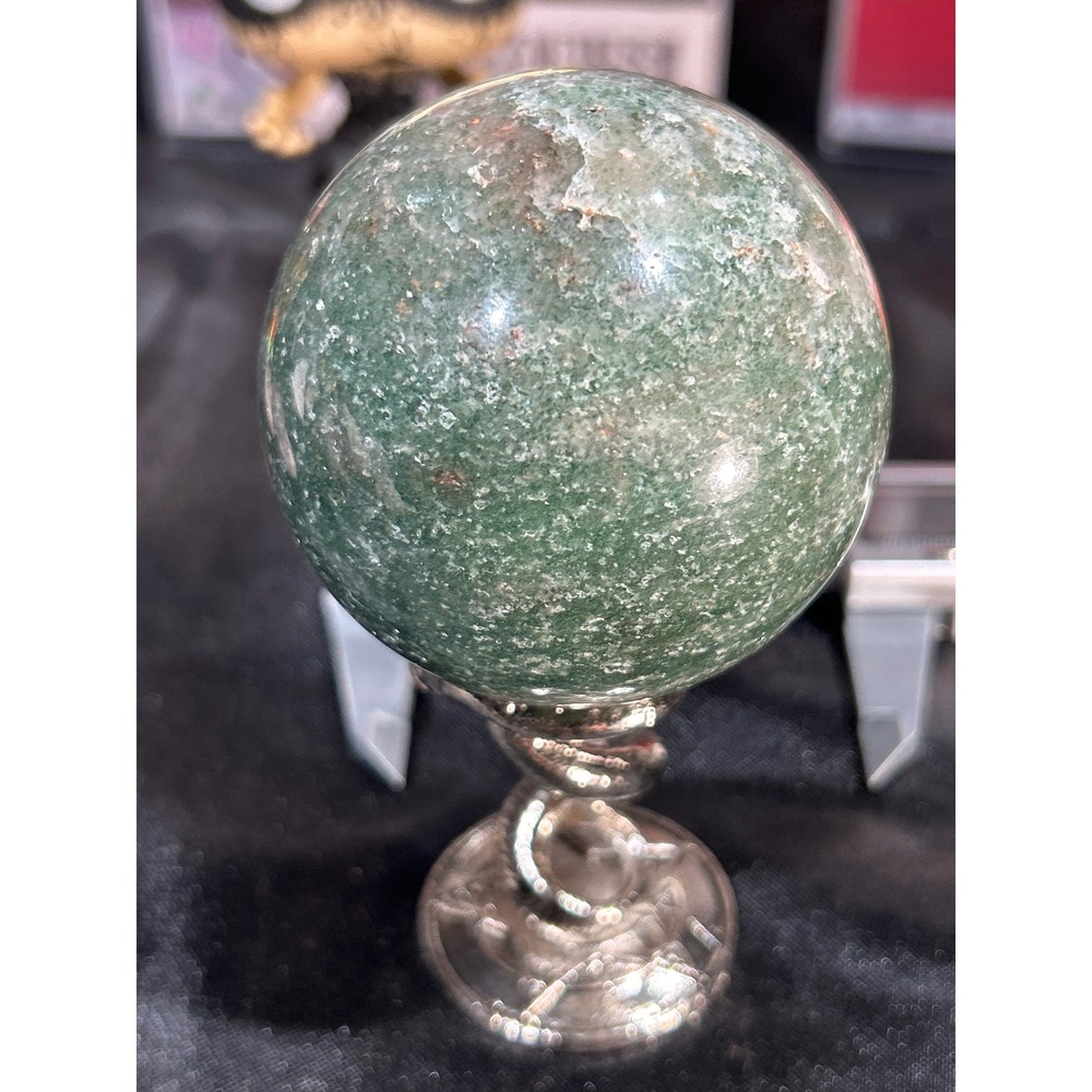 Green Aventurine Sphere Polished Natural Stone Orb with Display Stand #13